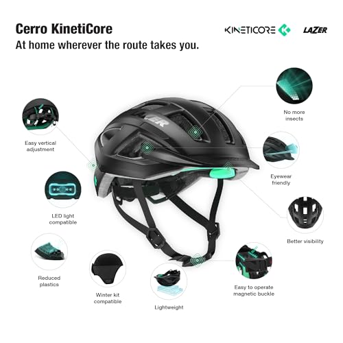 LAZER Cerro KinetiCore Bike Helmet, Bicycling Gear for Adults, Men & Women’s Cycling Head Gear, Matte White, Medium