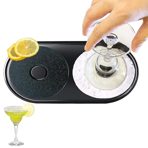 KKJCXY Bar Glass Rimmer – All-in-One Margarita Salt Rimmer Set for Cocktails, Salt and Sugar Rimmer Tray for Drinks – Drin...