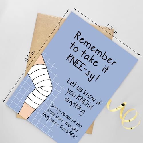 Naixiwen Funny Knee Get Well Soon Card for Men Women, Knee Replacement Card Gift for Patient, Speedy Surgery Recovery Card...