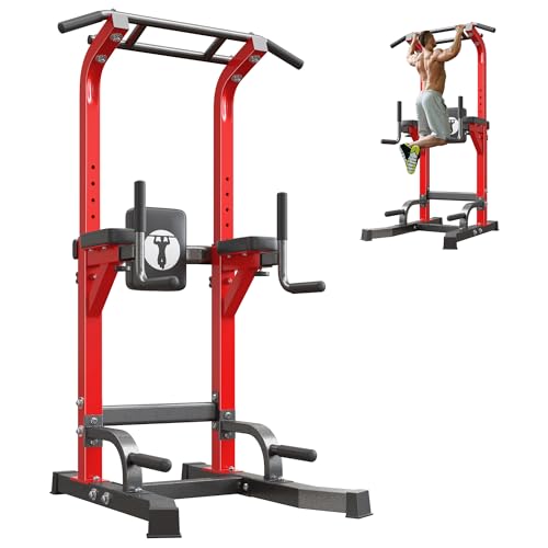 SogesPower Multi-Function Power Tower Pull Up Bar Station Pull Up Dip Station for Home Gym, 10-Level Adjustable Height Pul...