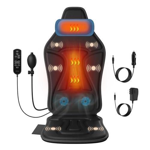 comrelax Vibration Back Massager with Heat for Chair, Massage Chair Pad with Waist Cooling & Neck Support, Seat Massager f...