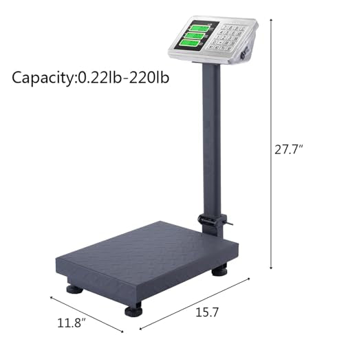 TUFFIOM 220lb Weight Electronic Platform Scale,Digital Floor Heavy Duty Folding Scales,Stainless Steel High-Definition LCD...