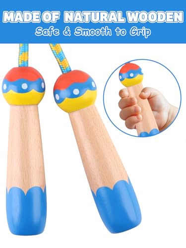 Jump Rope for Kids, Lorvain Adjustable Skipping Rope, Kids Jump Ropes with Wooden Handle for Girls Boys, Weighted Jumping ...