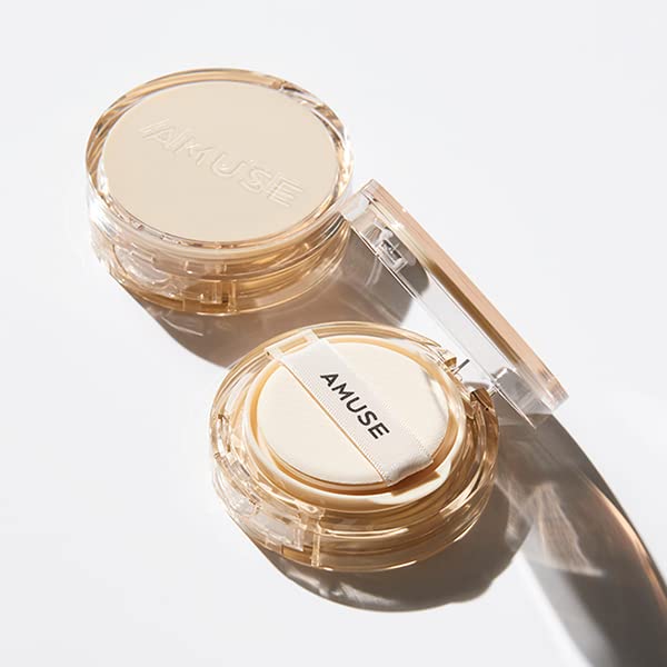 AMUSE SEOUL Dew Jelly Vegan Cushion Foundation Glow Dewy Finish Clean Beauty Dry and Sensitive Skin Eco-Friendly (01 SOONSOO REF
