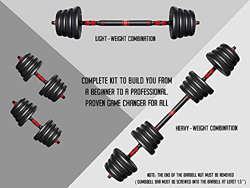 2021 High Performance Parts Adjustable Weight Dumbbell Barbell Kit with Ab Roller 88LB / 110LB Home Workout Equipment (88)...