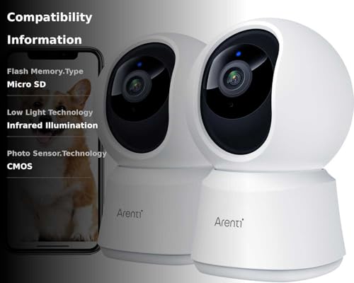 ARENTI 5G Indoor Security Camera, 4MP Pet Camera with Speaker for Dog/Cat, Baby Monitor with Phone App, Dual-Band WiFi, Auto Tracking, Super Night Vision, 2-Way Talk, Cloud & SD Card Storage(P2Q 2PC)