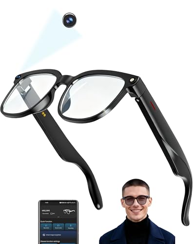 MNVOEQ Smart Glasses with Camera 4K, Video Recording.Bluetooth for Men & Women -Hands-Free Recording Glasses with Audio, A...