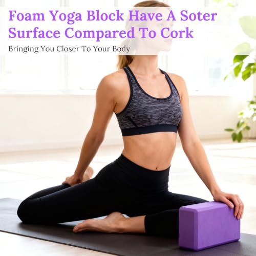 4 Pcs Yoga Blocks 9 x 6 x 4 Inch Eva Foam Lightweight Non Slip Yoga Props for Pilates Stretching and Meditation Exercise B...