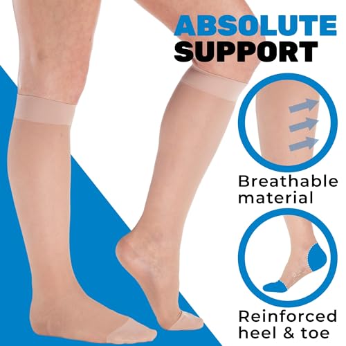 ABSOLUTE SUPPORT - Compression Stockings for Women 20-30mmHg - Sheer Graduated Support Knee High for Varicose Veins Circul...