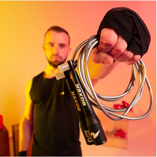 Elite Jumps Boxer 3.0 Jump Rope – Professional Boxing Workout Equipment | Tangle-Free PVC Skipping Rope with Smooth Action...