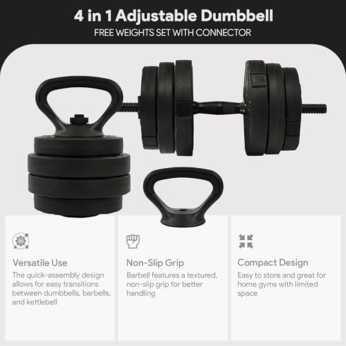 Multi-Functional Portable Changeable Dumbbell and Barbell Kettlebell Set with Adjustable Weights, Multiple Styles