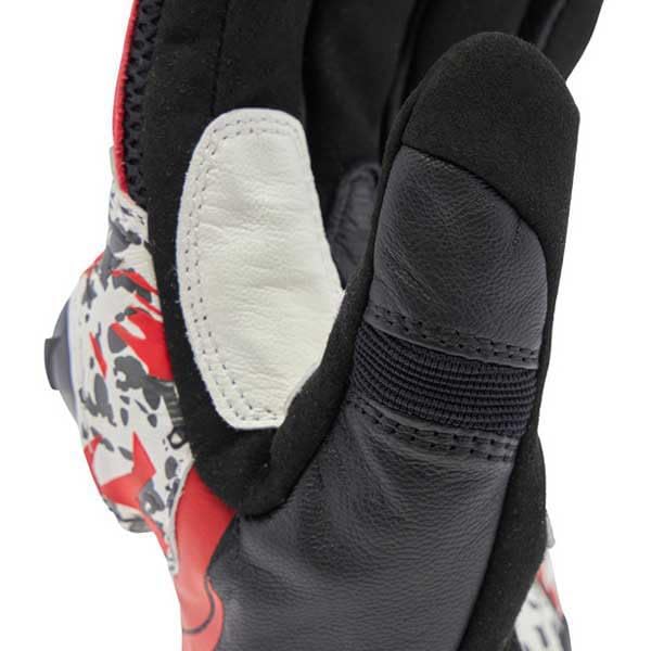 Dainese Mig 3 Unisex Leather Gloves Black/Red Spray/White - 3XL
