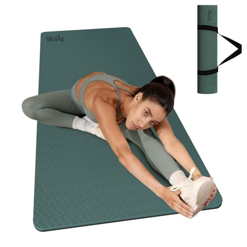 WEILA Extra Thick 10mm Yoga Mat - Non-Slip TPE Fitness Mat for Yoga, Pilates & Workout, 76"x28" Large Dual-Color with Carr...