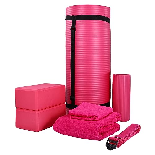 BalanceFrom 7-Piece Yoga Set with 71x24x1 Inches Extra Thick Mat and Carrying Sling – Includes 2 Blocks, Stretch Strap, 2 ...