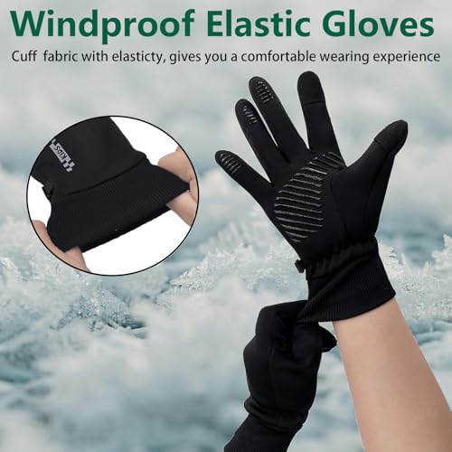 lifwimner Kids Winter Cycling Gloves Touchscreen Thermal Fleece Sports Gloves for Boys Girls Anti-Slip Outdoor Gloves for ...