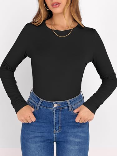 ANRABESS Women Long Sleeve Thermal Shirt Fleece Tops 2026 Fall Winter Crew Neck Casual Base Layer T-Shirts Warm Undershirts