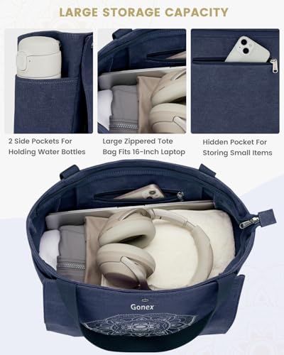 Gonex Yoga Mat Bag, Yoga Gym Bag Tote Bag with Multi Pockets For Women Men, Canvas Yoga Mat Carrier Take in Out Mat Easily...