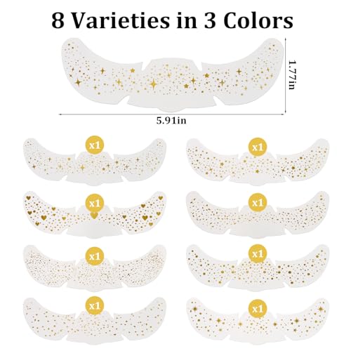 Araluky 8Pcs Face Glitter Freckles Face Tattoo, Body Glitter Makeup Patches Sparkle Speckles Patches, Temporary Tattoo Mak...
