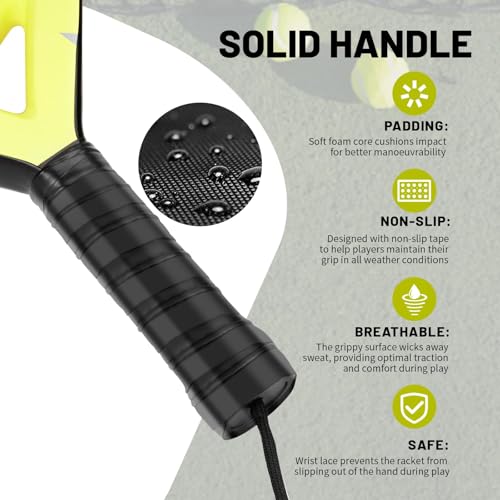 Hikeen Padel Racket Carbon Fiber Surface - EVA Memory Lightweight Paddle Racket with 3 Tennis Balls & Carry Case for Adult...