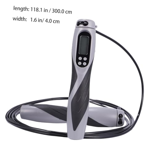 KOMBIUDA Electronic Counting Jump Rope with Weighted Steel Wire Cable, Black Smart Fitness Skipping Rope for Workout Train...