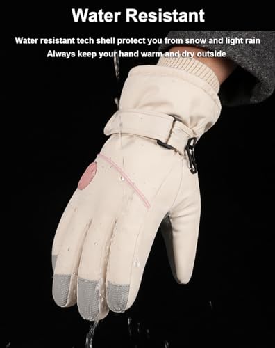 SUJAYU Winter Snow Gloves Ski Gloves Women Waterproof, Touchscreen Warm Glove for Ski Snowboard Snowmobile in Cold Weather