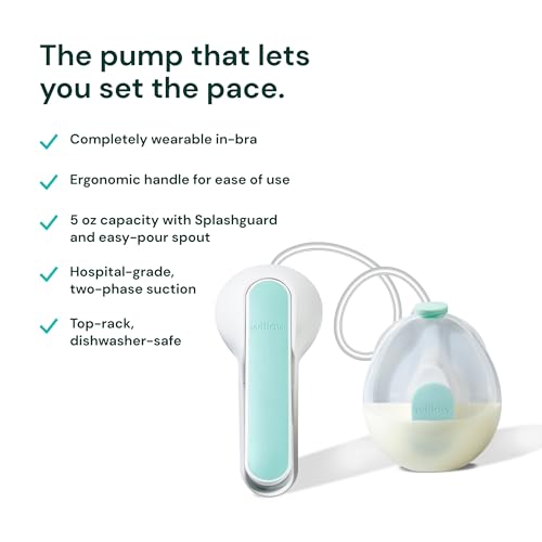 Willow Wave - Wearable Manual Breast Pump - Fits Fully in Bra - Ergonomic Handle - 24mm Soft Silicone Flange - Wearable Br...