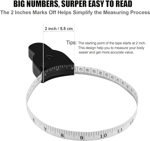 3PCS Body Measure Tape 60 inch (150cm), Automatic Telescopic Fat Measure for Body Measurement & Weight Loss to Track Weigh...