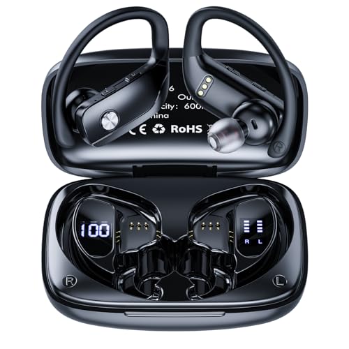 Caymuller Wireless Earbuds Bluetooth Headphones 48Hrs Play Back Sports Earphones with LED Display Built in Mic Deep Bass S...