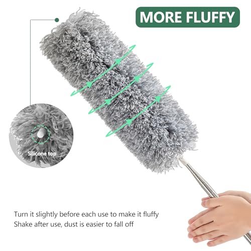 SetSail Extra-Long Dusters with Extension Pole 100-inch for Cleaning, Bendable Microfiber Head Washable Ceiling Fan Duster...