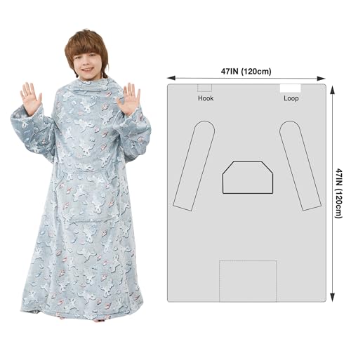 Viviland Wearable Fleece Blanket with Sleeves & Foot Pocket for Kids Lightweight Soft Blanket for Boys and Girls, 47" x 4...