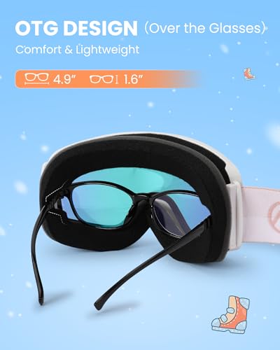 OutdoorMaster Kids Ski Goggles OTG Snowboard Goggles with 100% UV Protection Kids Snow Goggles for Boys Girls Toddler