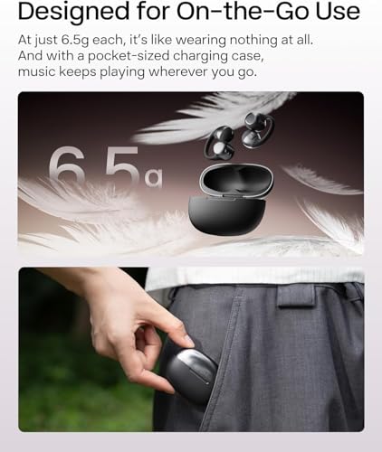 SHOKZ OpenDots ONE-Open-Ear Headphones, Clip-On Earbuds-Wireless Bluetooth Earbuds with Microphone-Secure, Lightweight, Co...