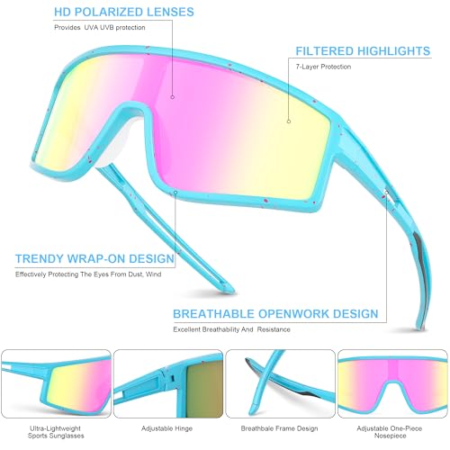 Kegrimi 3 Pack Kids Sunglasses Youth Baseball Polarized Sun Glasses Sports Cycling Running for Boys Girls UV Protection