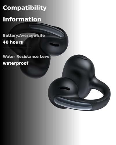 Baseus Bowie MC1 Open Ear Clip-On Earbuds, Adaptive Comfort with Anti-Drop Design, Impactful Sound with Adaptive Bass Boost, Adaptive Noise Cancelling Calls, IP57 Waterproof, 40H Playtime, Lightweight