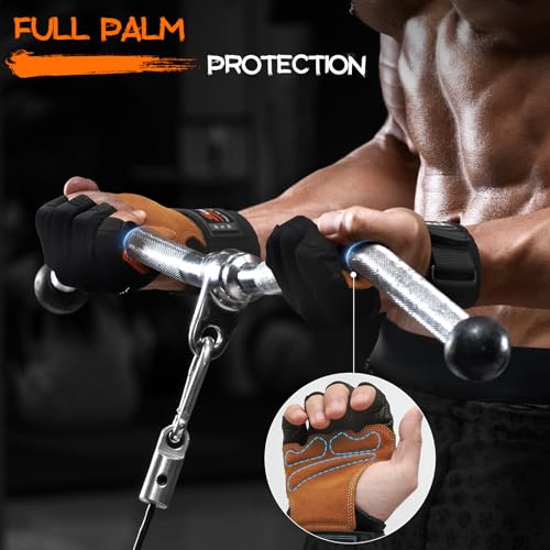 SueStar Workout Gloves, Heavy Duty Cowhide Padded Weight Lifting Gloves with Wrist Support, Full Palm Protection & Silicon...