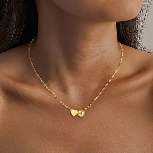 C-leen Sports Valentines - Volleyball Gifts for Teen Girls, 18K Gold Plated Pendant Necklace Volleyball Stuff Accessories ...