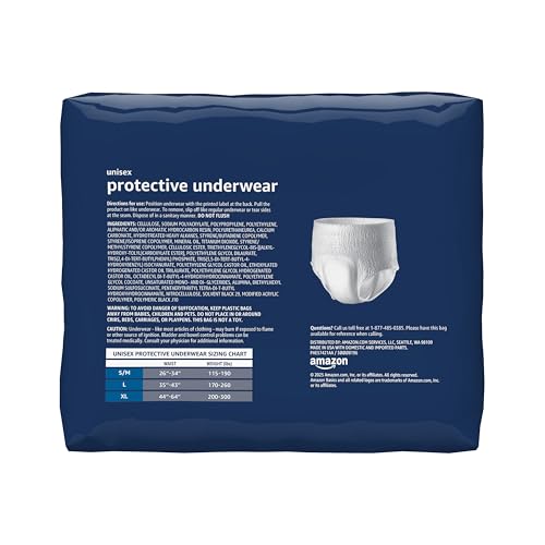 Amazon Basics Unisex Protective Underwear, Overnight Absorbency, Extra Large, 12 Count, (1 Pack of 12)