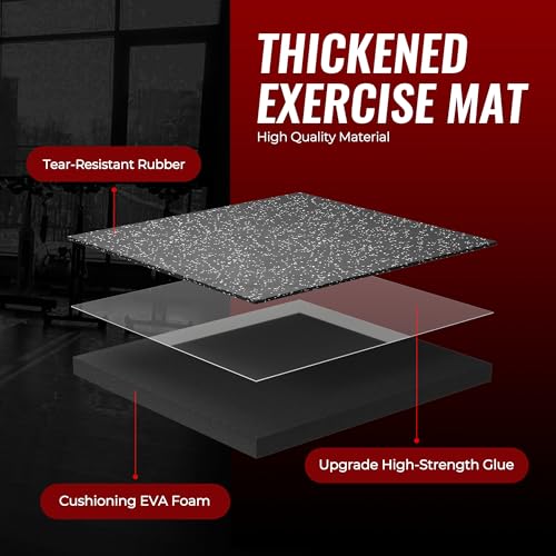 SUPERJARE 0.56'' Thick 12 Pcs 48 Sq Ft Rubber Top Exercise Equipment Mats, High Density EVA Foam Mats with Rubber Top, Int...