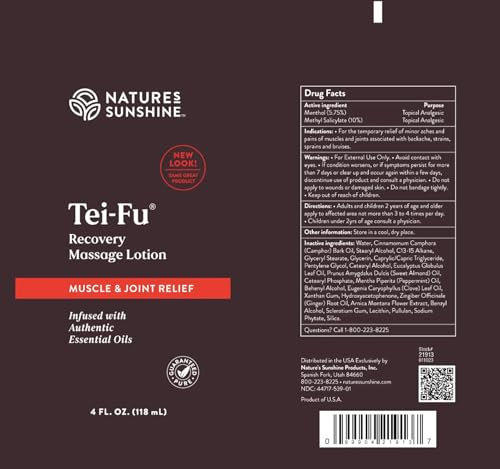 Nature's Sunshine Tei-Fu Recovery Massage Lotion with Essential Oils