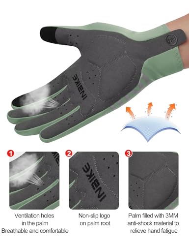 INBIKE Breathable Bike Gloves for Men Women, Full Finger Pad Cycling Gloves, Touchscreen Reflective Mountain Biking Bicycle