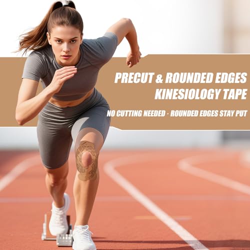 GJUMP Kinesiology Tape, 40 Count Precut Strips 2 Rolls, Original Cotton Elastic Athletic Tape for Muscle Strain Relief & J...