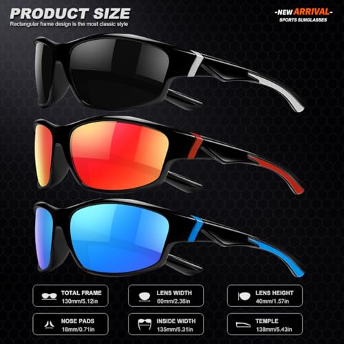 AWGSEE Polarized Sports Sunglasses for Men, UV400 Protection Lightweight Wrap Around Sun Glasses for Cycling Fishing Driving