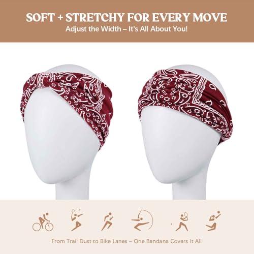 Awumbuk Wide Headbands for Women Knotted No Slip Head Bands Soft Turban Headband Hair Accessories Boho African Solid Color...