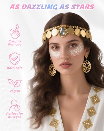 SUMEITANG 6 Pcs Clear White Face Body Glitter Gel，Holographic Chunky Sequins Body Glitter Paint for Party Singer Concerts ...