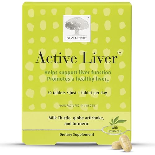 NEW NORDIC Active Liver 30-Day Supply, Daily Liver Supplement, Milk Thistle, Artichoke & Turmeric, 30 Tablets (Pack of 1)