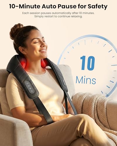 COMFIER Cordless Neck Massager with Heat, 4D Kneading Shiatsu Neck and Shoulder Massager Deep Tissue, Hands-Free Straps, F...