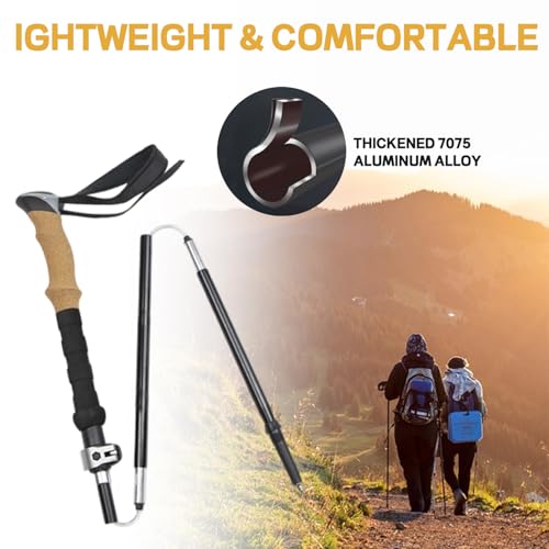 Collapsible Hiking Poles 2-Pack - Adjustable & Ultralight Trekking Poles with 7075 Aluminum Alloy, Metal Flip Locks & EVA ...