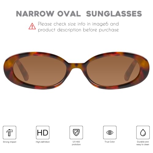 mosanana Retro Tiny Oval Sunglasses for Women with Small Face Narrow Style MS52360