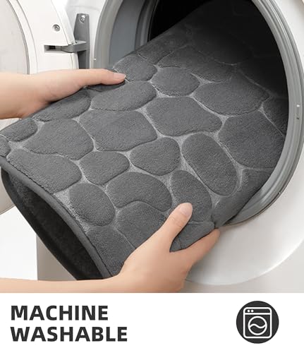 YIHOUSE Bathroom Mat Rug, Memory Foam Bath Mat, Non-Slip Bathroom Floor Mats, Cobblestone Bath Mats Absorbent Bath Rugs Wa...