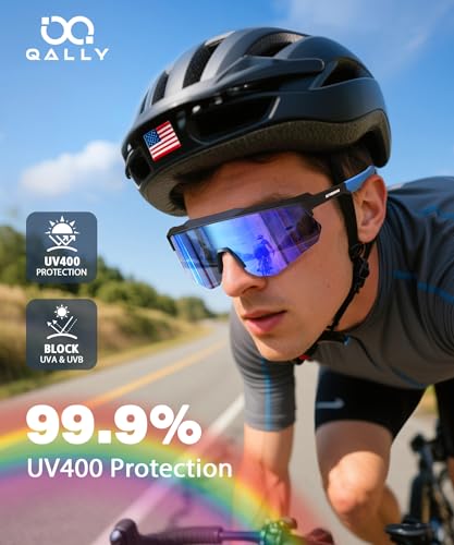 QALLY Polarized Sport Sunglasses Men Women Bike Sunglasses for Men Cycling UV Protection Baseball Running 3 Packs